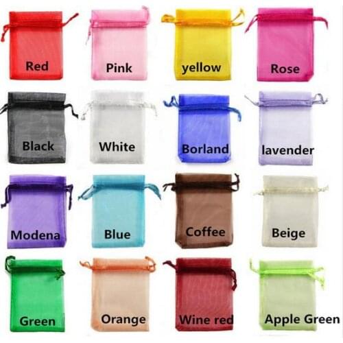 100pcs /bag , Selection 16 Colors Jewelry Bag 7x9cm Organza gift Packaging Display & gift Pouches