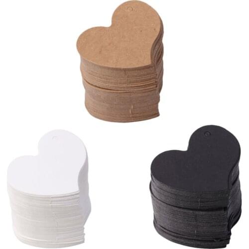 100Pcs Heart Shape Blank Kraft Paper Card Gift Tag Label DIY Party Wedding Craft
