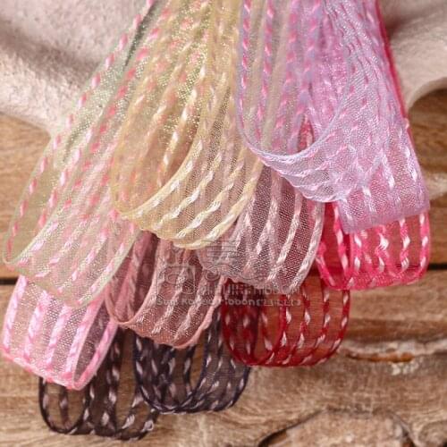 5 yards Jumper Striped Snow Gauze Ribbon for DIY Craft Bow Hair Accessories Cake Gift Packaging Clothing Sewing Material