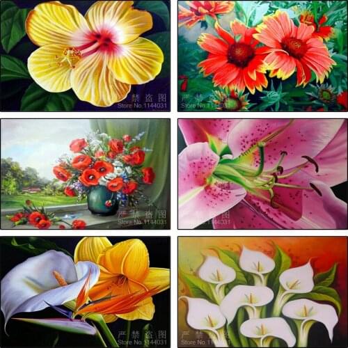 5D Diamond Painting Flower Cross Stitch Diy Diamond Embroidery Lily Full Square Drill Diamond Mosaic Pasted Needlework