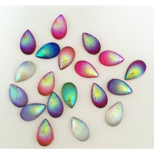 90pcs 8mm*12mm Teardrop AB Resin shell shape Flatback Wedding decoration D07A*3