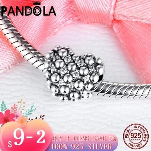 2021 new Free Shipping 925 Sterling Silver Beaded Sparkling Heart Charms Beads fit Original Pandora Bracelets Jewelry Gift