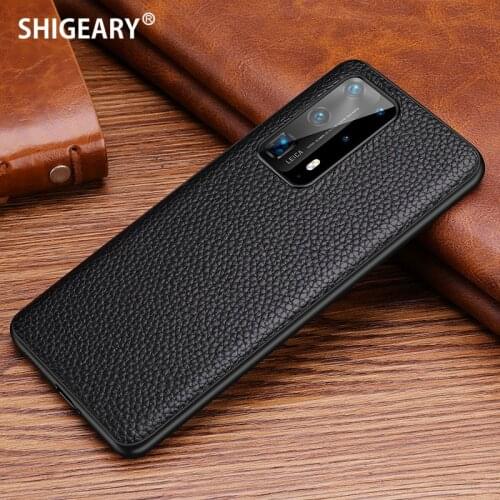Genuine Leather Cases for Huawei P40 Pro Case with Litch Grain Cover for Huawei P40 Pro+ Plus Protective Casing