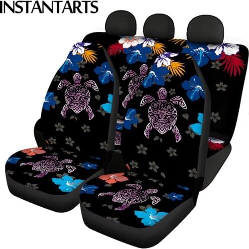 INSTANTARTS Turtle Hibiscus Design Car Interior Decor Car Seat Covers Full Sets Easy to Install Vehicle Seat Covers Comfortable