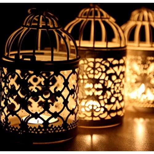 DD Iron Carved Candle Holder Hollow Lantern Table Candle Holder Wedding Candle Holder Home Decoration Lighting Place Candle
