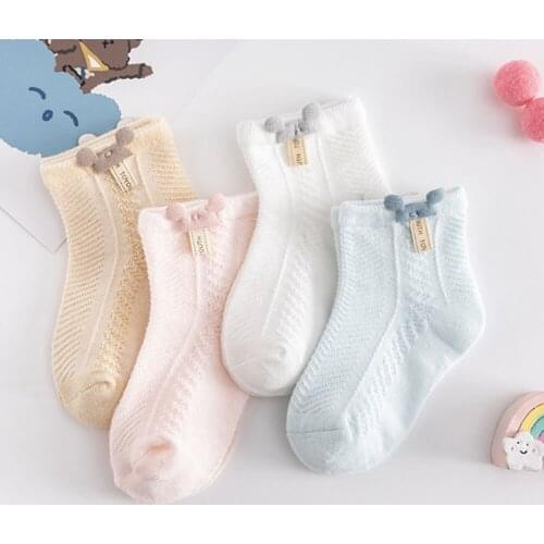 Baby Socks Summer Thin Newborn Short Tube Sock Breathable Mesh Cartoon Toddler Childrens Sokken Mesh Breathable
