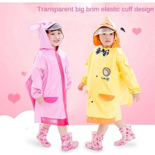 Baby Children Raincoat Boys Girls School Students One-Piece Poncho Waterproof Princess with Schoolbag Seat Rain Coat