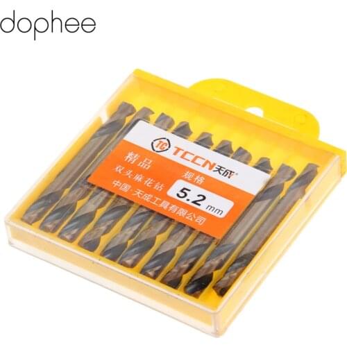 Dophee High Speed Steel Woodworking Metal Drilling Tools 5.2mm Dia HSS Double Ended Twist Drill Bits Tools Set Power Tools 10PCS