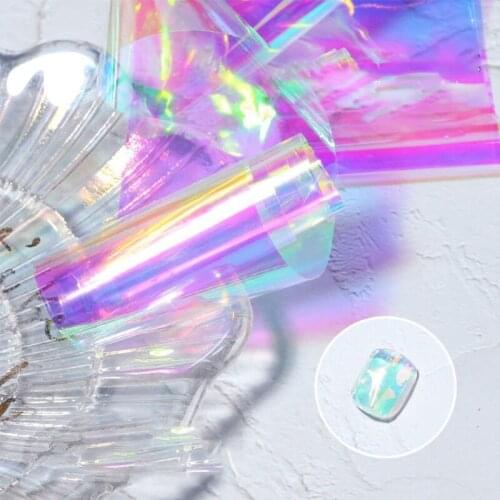 Gradient Aurora Broken Glass Foils Nail Stickers 10 Colors Cellophane Nails Art Decor 652C