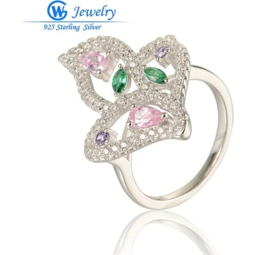 GW Fashion Jewelry Fashion Jewelry 925 Sterling Silver Colorful Crystal Rings Fashion Crystal Ring For Women RIPY049H20