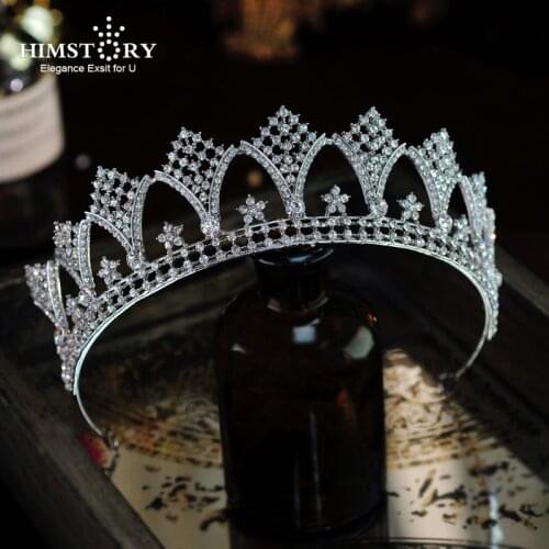 HIMSTORY Baroque Luxury Rhinestone Bridal Crown Tiaras Crystal Diadem Hairband Bride Headbands Wedding Hair Accessories