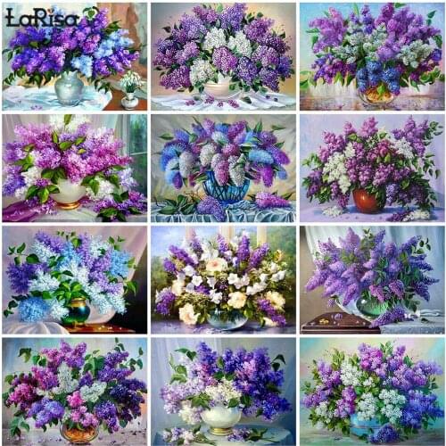 Violet Art Picture 5D DIY Diamond Painting Cross Stitch Kit Lilac Mosaic Rhinestone Flower Full Square Round Diamond Embroidery