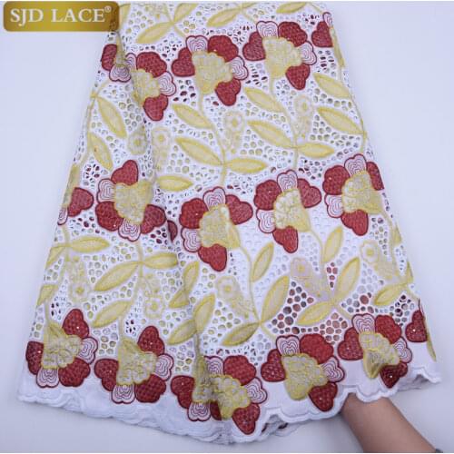 SJD LACE High Quality Swiss Voile Lace In Switzerland With Stones Eyelet Holes Nigerian African Lace Fabric For Party Sew A1813