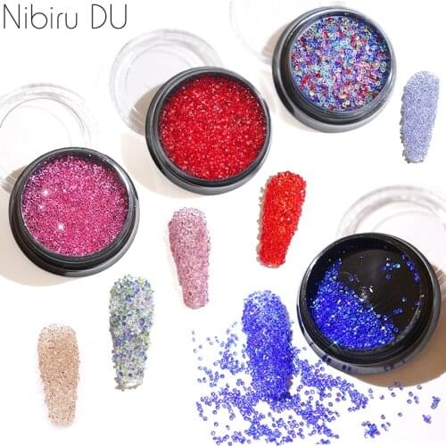 1 Box Caviar Beads Tiny Micro Nail Rhinestones Crystal Glass Zircons 3D Stone AB Color Bling For Nail Art Decorations 1.1/1.3mm