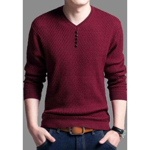Men Sweater Coat Casual Youth Solid Color Mens Sweater V-neck Hedging Spring and Autumn Pullovers Sweaters
