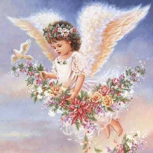 Carton Angel DIY Embroidery Cross Stitch 11CT Kits Craft Needlework Set Cotton Thread Printed Canvas Home Decoration New Design