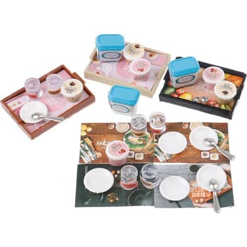 9pcs/set 1:12 Dollhouse Miniature Ice Cream Dessert Tray Set Kitchen Furniture Accessories Toy