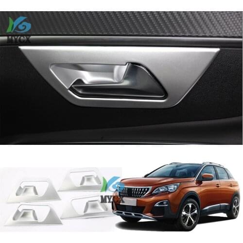 For Peugeot 3008 GT 2017 2018 ABS chrome Interior Inner Door Handle Catch Cover Trim Inserting Decal Panel Car Accessories