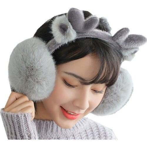 New Fashion Cute Deer Design Plush Earmuffs Comfortable Warm Big Earmuff Female Winter Outdoor Protect Ears Winter Accessories