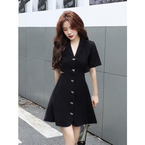 New Plus Size Womens Clothing Slimming Belly-covering Dress Summer Fat Little Sister Short-sleeved Slim Waistless Black Dresses