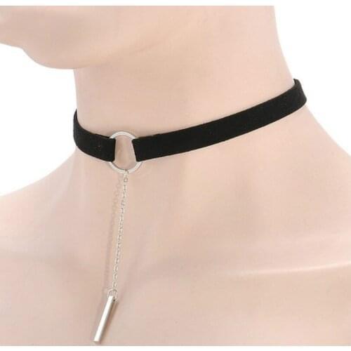 Hot Fashion Womens Necklace Accessories Velvet Wide Banded Leather With Pendant Necklace Wholesale