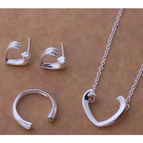 Silver plated Jewelry Sets Earring 189 + Necklace 597 + Ring 255 /aptajhaa doramfya AS147