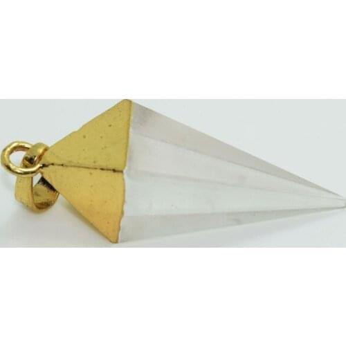 Gold Plating Natural Clear Crystal Quartz arrow head pendant for Diy Jewelry making women 2021 long square 4 face gem stones