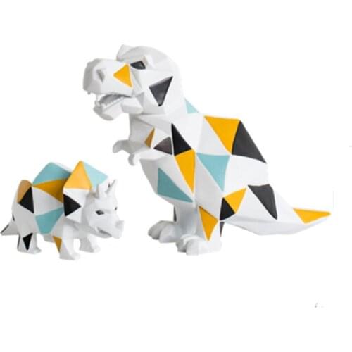 NORDIC GEOMETRY DINOSAUR STATUE ANIMALS FIGURINE ART SCULPTURE RESIN ART&CRAFT HOME DECORATION ACCESSORIES R739