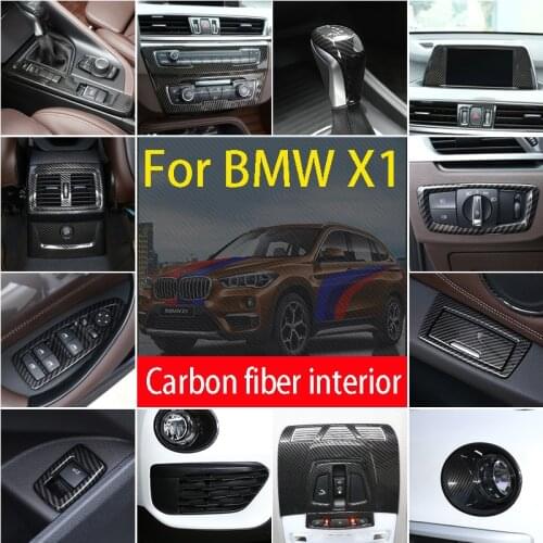 Carbon fiber For BMW X1 F48 2016 2017 2018 ABS Chrome Interior Moldings Cover Trims Car Accessories