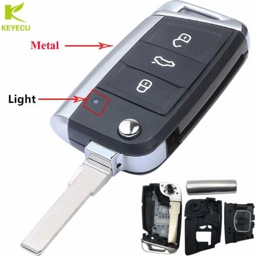 KEYECU Replacement 3 Buttons Modified Folding Flip Remote Car Key Cover Case Shell For V*W Golf 7 G*TI MK7 Skoda Octavia A7 Seat