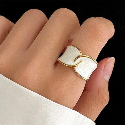 Drop oil ring female French romance contracted index finger ring knot wide mouth open ring advanced sense hand ornaments