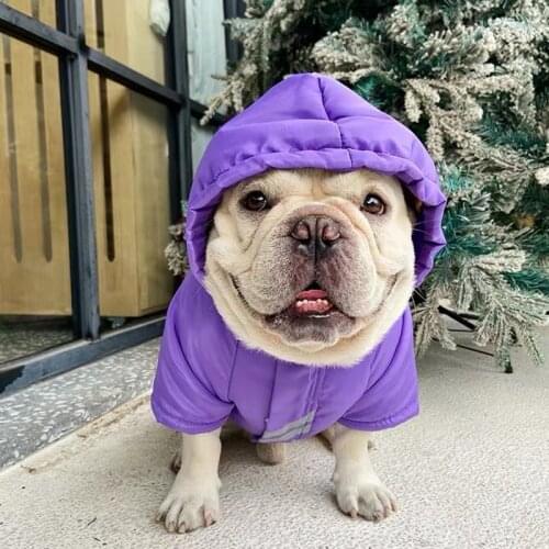 French Bulldog Winter Warm REflective Coat Windbreaker Hoodie Clothes for Small Medium Dogs Schnauzer Pug Yorkie Jacket HEC09