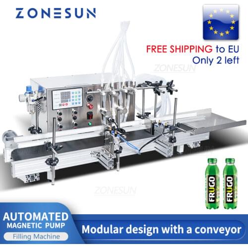 ZONESUN Magnetic Pump Automatic Liquid bottle Filler drink water Perfume 4 Nozzles Filling Machine For Wine soy sauce