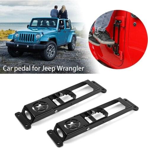 2X Car Door Foot Pedal Hinge Rest Folding Peg Step for Jeep Wrangler JK 2007-2017