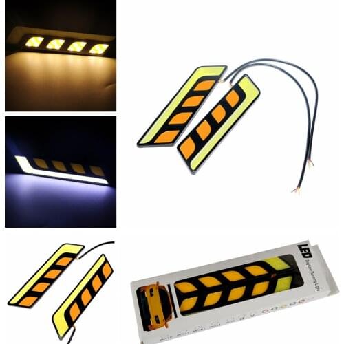 2pcs/set Fog Lamps All In One LED Car DRL Super Bright Daytime Running Lights Turn Signal Lights Car-styling COB LED Light Bar