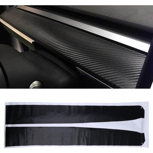 2 Pcs Vehicle Car Dashboard Sticker Matte Carbon Fiber Black Dashboard Protector Case For Tesla Model 3 Scraper Accessories