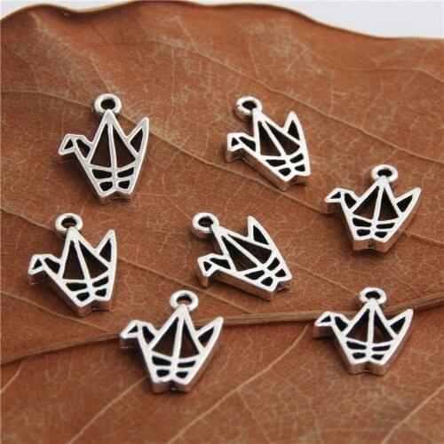 20pcs Silver Color Paper Crane Charms Silver Color Alloy Diy Jewelry Accessories Making Necklace Bracelet Keychain A3031