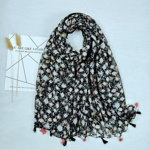 2021 Fashion Newest Printed Cotton Tassel Scarf Shawls Wraps Hijabs 10pcs/lot