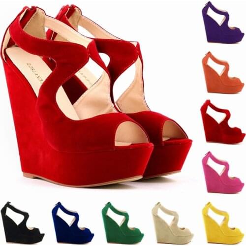 2021 Fashion High Platform Women Casual Sandals Peep Toe Summer High Heel Shoes Cut-Outs Ladies Office Work Wedges Sandals 14CM