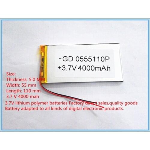3.7 V lithium polymer battery 4000 mah lare-capacity PDA tablet PC MID 5055110