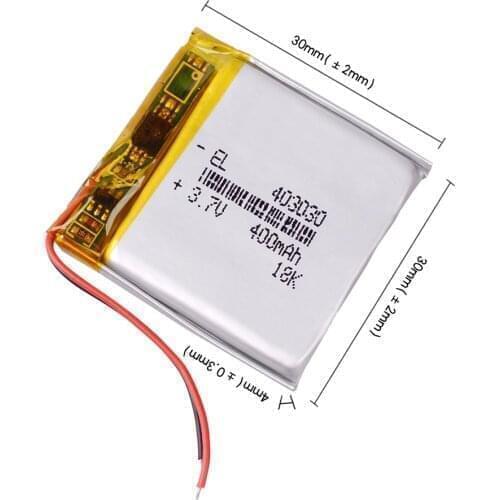 3.7V lithium polymer battery 403030 MP3 043030 400mAH wireless telephone sound card mp3 player Registrar car dvr video recorder