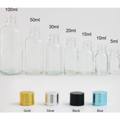 360 x 5ml 10ml 15ml 20ml 30ml 50ml 100ml Essential Oil Clear Glass Bottle With 4 Colors of Cap For Liquid Reagent Pipette Bottle