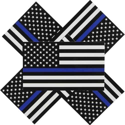 5PCS 6.5*11.5CM Police Officer Blue Line American Flag Decal Stickers Creative Decorative Bicycle Sticker Decoration