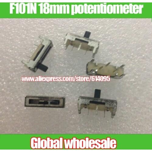 5pcs F101N 18mm straight sliding potentiometer / B1K B5K B50K / single fader variable resistors handle length 5MM