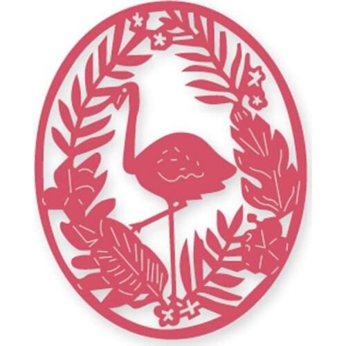 Crafts Scrapbook Cutting Dies Flamingo Leaves in Circle frame Metal Steel Knife Mold Stencil For DIY Embossing Paper/photo Cards