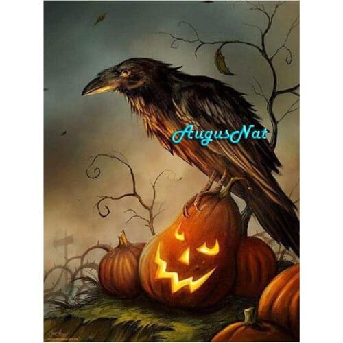 Halloween diamond painting cross stitch crow wall art decor pumpkin diamond dotz picture diamond embroidery stickers crafts gift