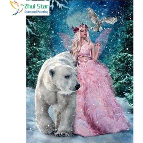 Diy Diamond Painting Fairy Full Drill Diamond Embroidery Animal Diamond Mosaic Polar Bear Picture Of Rhinestones XY1