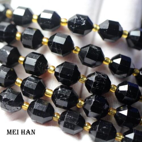Free shipping ( 1 strand) 9*10mm black tourmaline faceted energy column loose beads for Jewellry DIY & Design