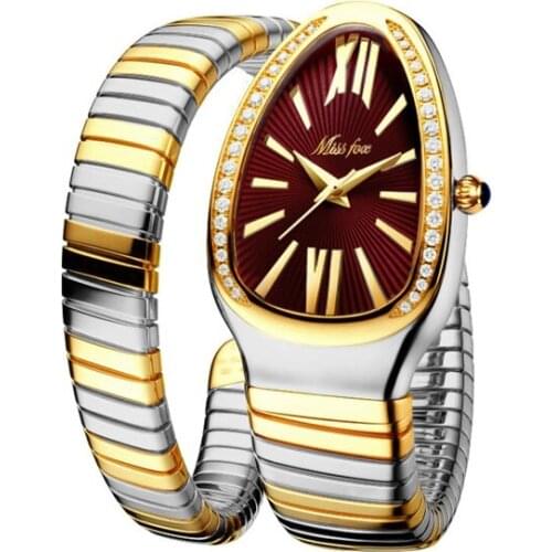 Womens Watches Unique Surpentine Design Bracelet Steel Diamond Luxury Ladies Quartz Watch Waterproof Clock Gifts Drop Shipping