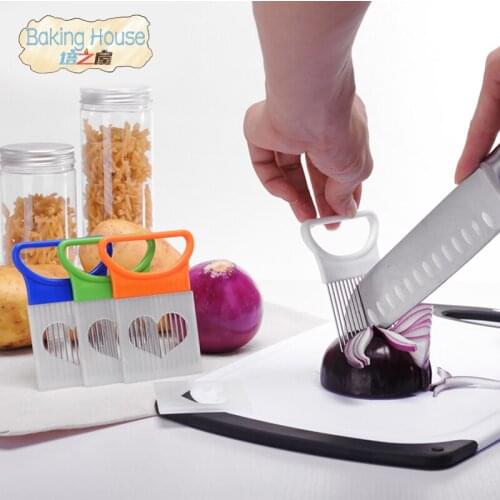 Onion Holder Slicer Stainless Steel Tomato Vegetable Holder aid Guide Holder Fruit Slicing Cutter Gadget kitchen accessories